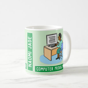 Black Female Computer Programmer With Name. Coffee Mug