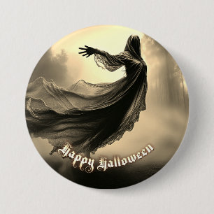 Black Female Ghost in Hellscape - Halloween 3 Inch Round Button