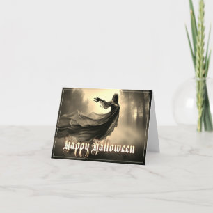 Black Female Ghost in Hellscape - Halloween Card