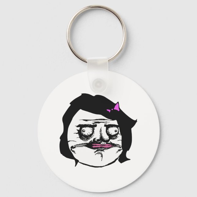 Black Female Me Gusta Comic Rage Face Meme Keychain (Front)