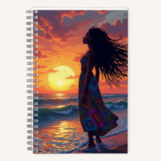Black female on the Beach Notebook