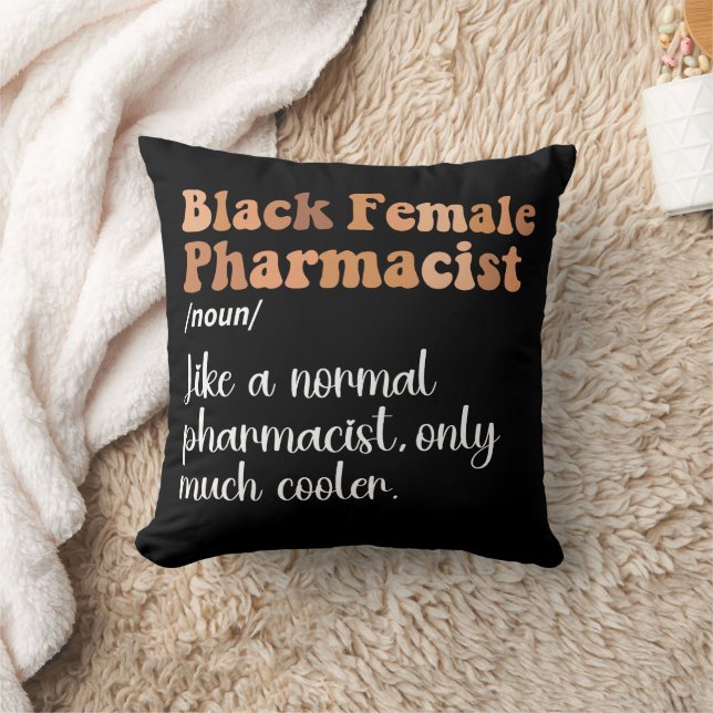 Black Female Pharmacist Funny Definition Throw Pillow (Blanket)