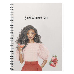 Black Female Strawberry Red Top Notebook
