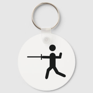 black fencing symbol logo keychain