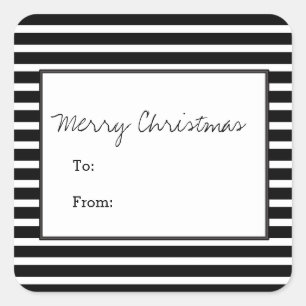 Black Festive Stripes Holiday Stickers