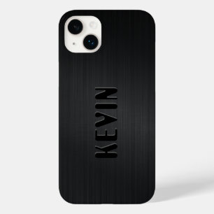 Black Fibre Texture Monogram Case-Mate iPhone 14 Plus Case
