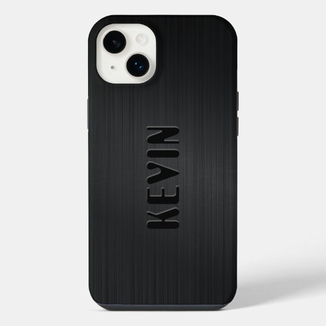 Black Fibre Texture Monogram iPhone Case (Back)