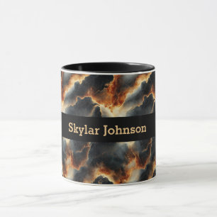 Black Fiery Marble Personalized Coffee Mug