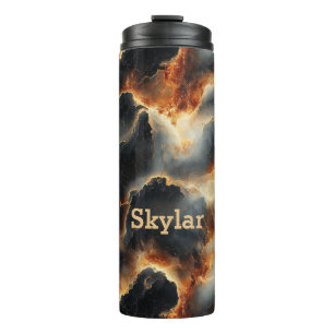 Black Fiery Marble Personalized Thermal Tumbler