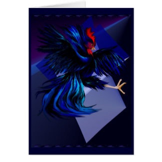 Black Fighting Rooster Card
