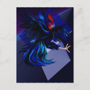 Black Fighting Rooster Postcard
