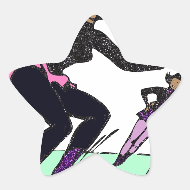 black figure skater star sticker (Front)
