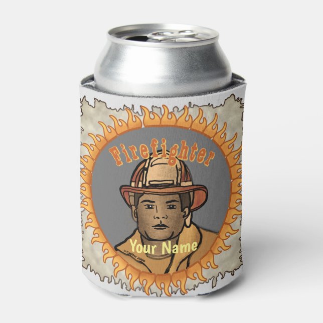Black Firefighter Can Cooler (Can Front)