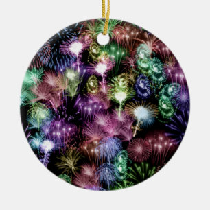 Black Fireworks Ceramic Ornament