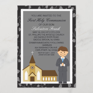 Black First Communion Boy By Church Invitation