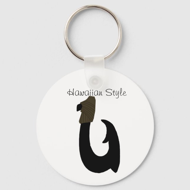 Black Fish Hook, Hawaiian Style key chain (Front)