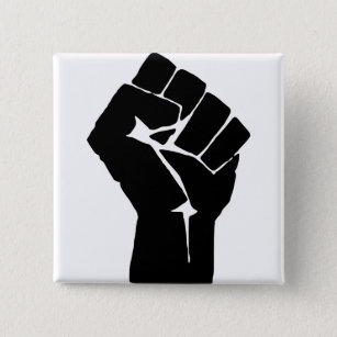 Black Fist Raised - Resistance Protest 2 Inch Square Button