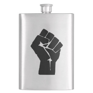 Black Fist Raised - Resistance Protest Hip Flask