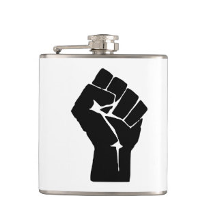Black Fist Raised - Resistance Protest Hip Flask