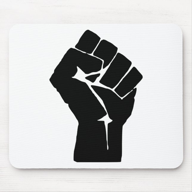 Black Fist Raised - Resistance Protest Mouse Pad (Front)