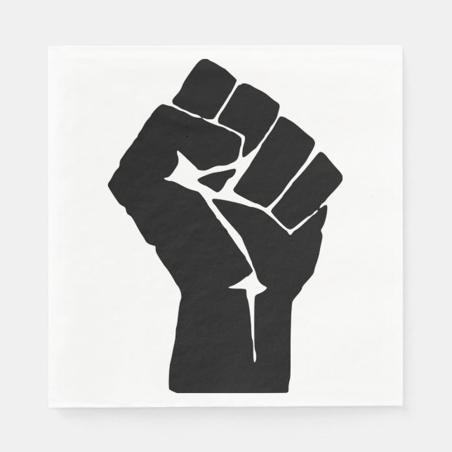 Black Fist Raised - Resistance Protest Napkin (Front)