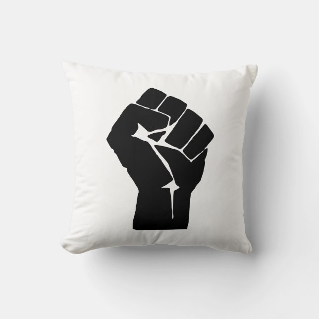 Black Fist Raised - Resistance Protest Throw Pillow (Front)