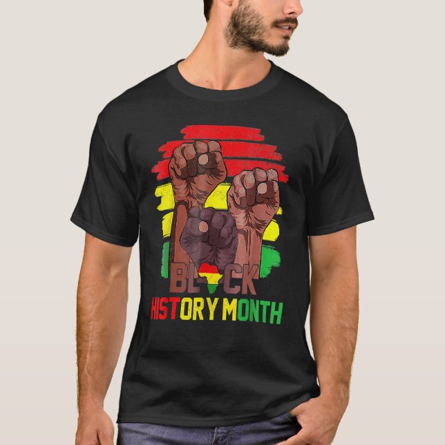 Black Fist Shirt African American Pride Black Hist (Front)