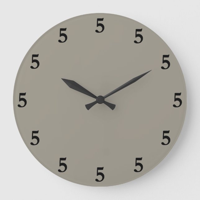 Black Five o'Clock Somewhere, Aluminum Silver Grey Large Clock (Front)