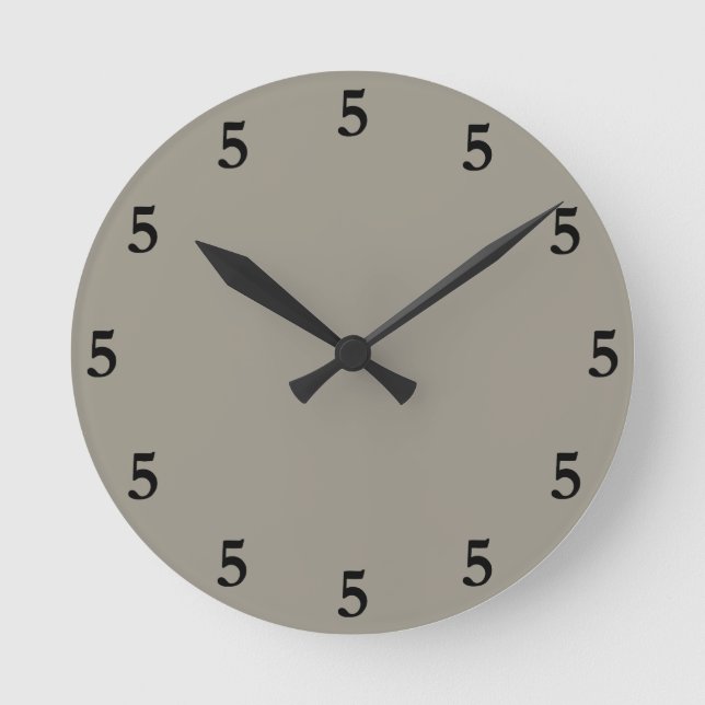 Black Five o'Clock Somewhere, Aluminum Silver Grey Round Clock (Front)