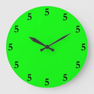 Black Five o'Clock Somewhere on Lime Green Large Clock