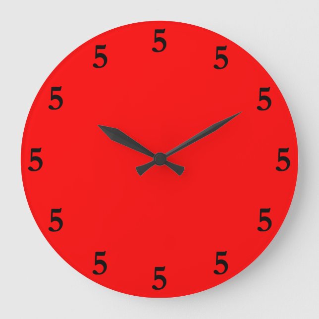 Black Five o'Clock Somewhere on Red Large Clock (Front)