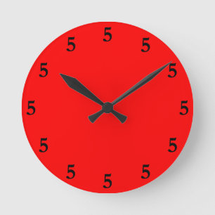 Black Five o'Clock Somewhere on Red Round Clock