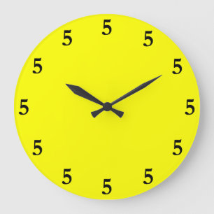 Black Five o'Clock Somewhere on Yellow Large Clock