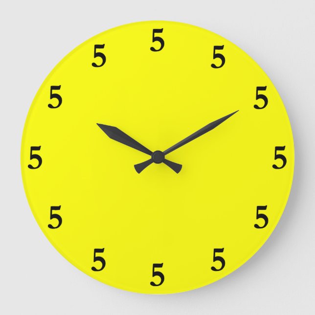 Black Five o'Clock Somewhere on Yellow Large Clock (Front)