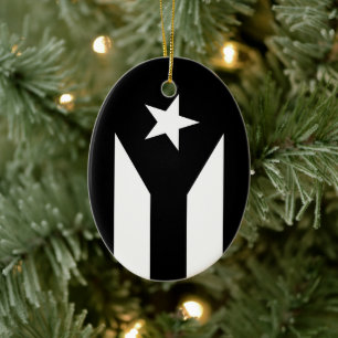Black flag of Puerto Rico Ceramic Ornament