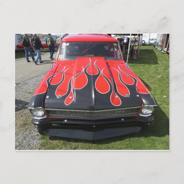 Black Flames Hot Rod Postcard (Front)