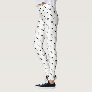 Black Flamingos on White Leggings