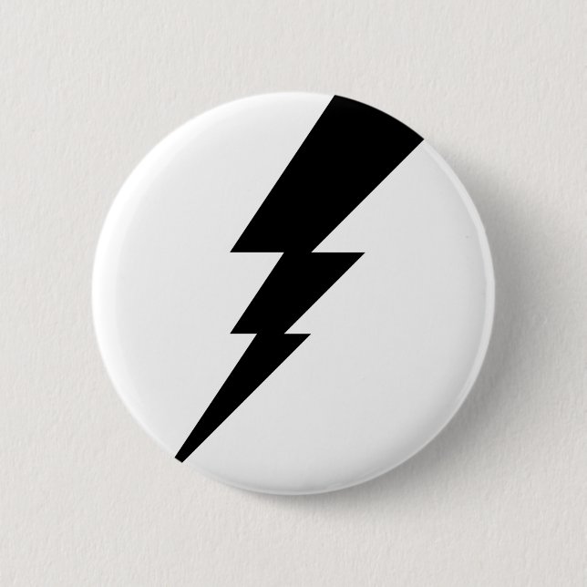 Black Flash Lightning Bolt 2 Inch Round Button (Front)