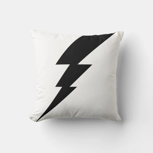 Black Flash Lightning Bolt Throw Pillow (Front)