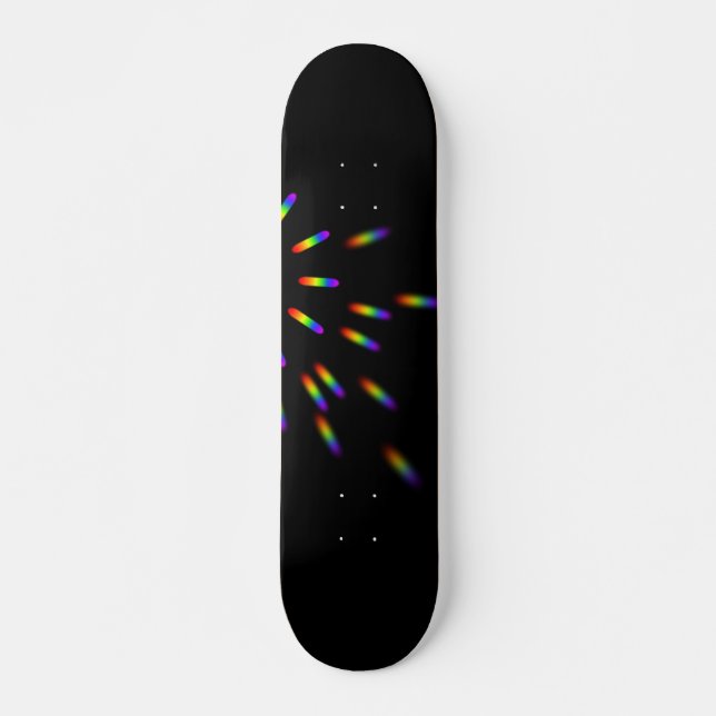 Black Flash of Light Rainbow Aesthetic Skateboard (Front)