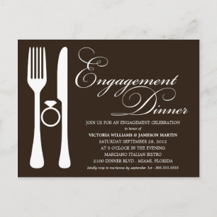 BLACK FLATWARE   ENGAGEMENT DINNER INVITATION POSTCARD