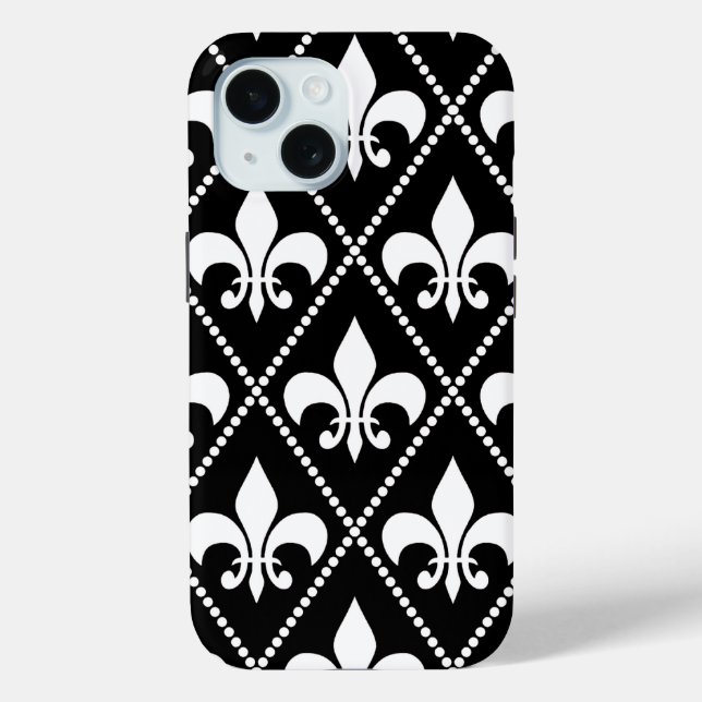 Black Fleur de Lis Case-Mate iPhone Case (Back)