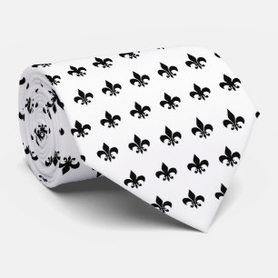 Black Fleur De Lis - customize background colour Tie