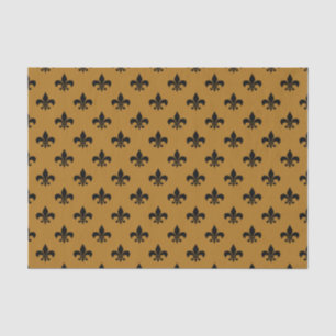 Black Fleur-de-lis on Matte Gold Tissue Paper