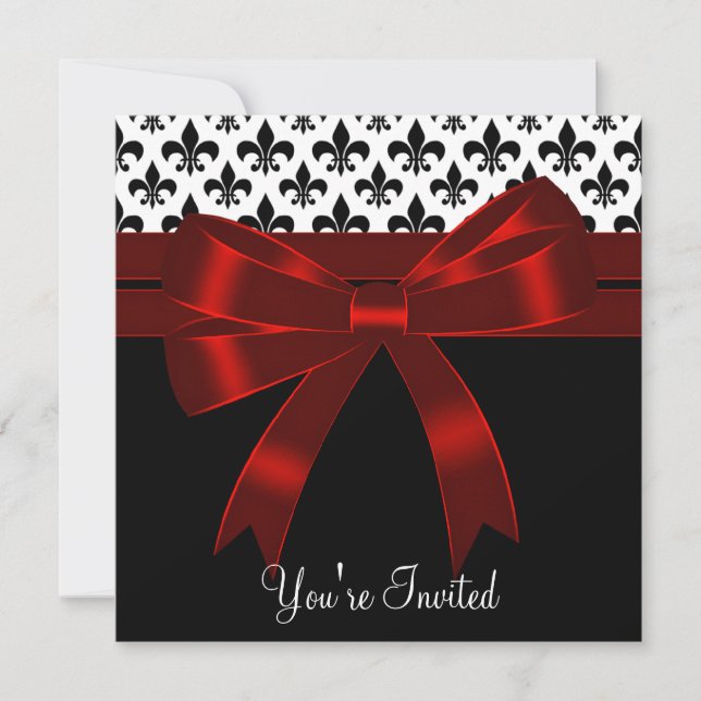 Black Fleur De Lis Party Invitation (Front)