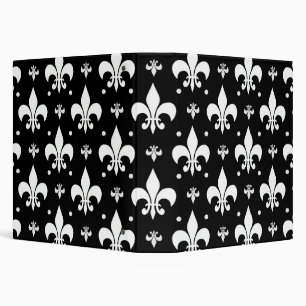 Black Fleur-de-lis Pattern Design  Binder