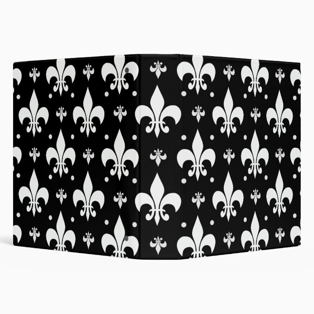 Black Fleur-de-lis Pattern Design  Binder (Background)