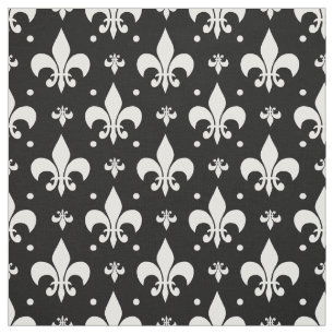 Black Fleur-de-lis Pattern Design  Fabric