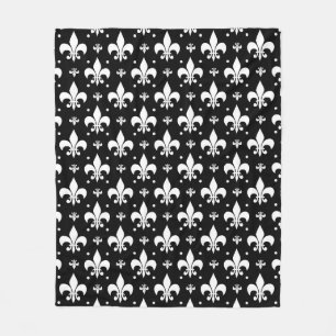 Black Fleur-de-lis Pattern Design  Fleece Blanket