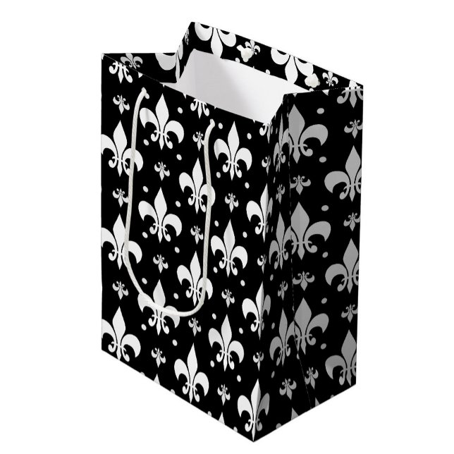 Black Fleur-de-lis Pattern Design  Medium Gift Bag (Creator Uploaded)